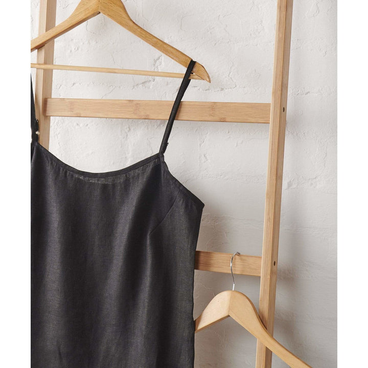 Linen Cami in Black - Pyjamas