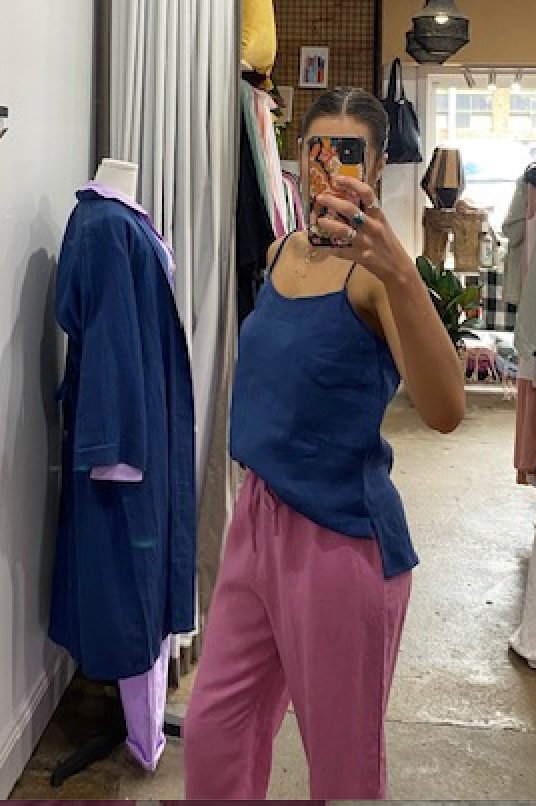 Linen Cami - Navy - Pyjamas