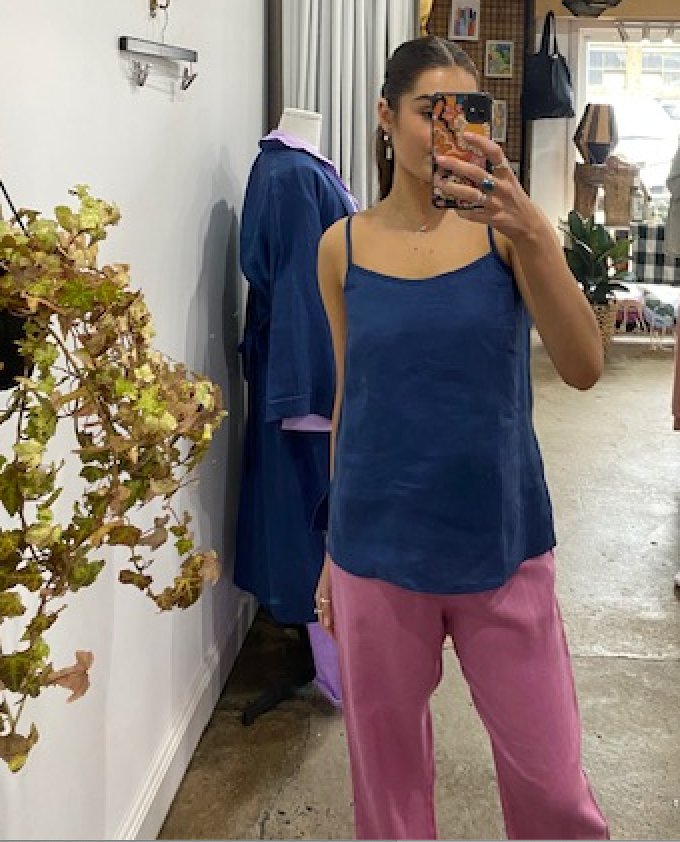 Linen Cami - Navy - Pyjamas