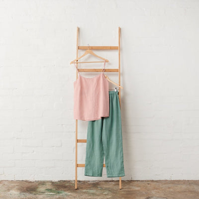 Linen Cami & Pant PJ Set - Pink & Green | Jade and May-Jade and May-Pyjamas-Jade and May