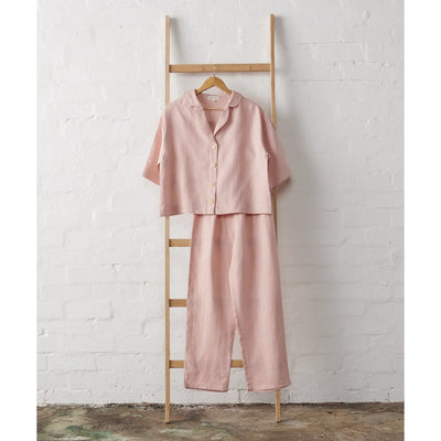 Linen Crop Button Up and Pant Set - Pink | Jade and May-Jade and May-Pajamas-Jade and May