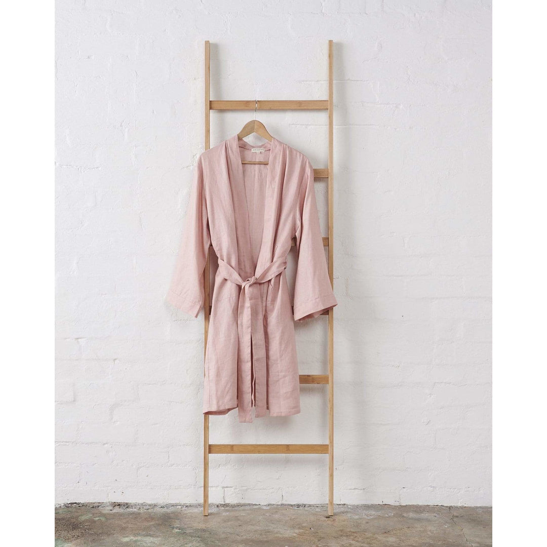 Linen Bathrobe - Pink-Jade and May-Bathrobe-Jade and May