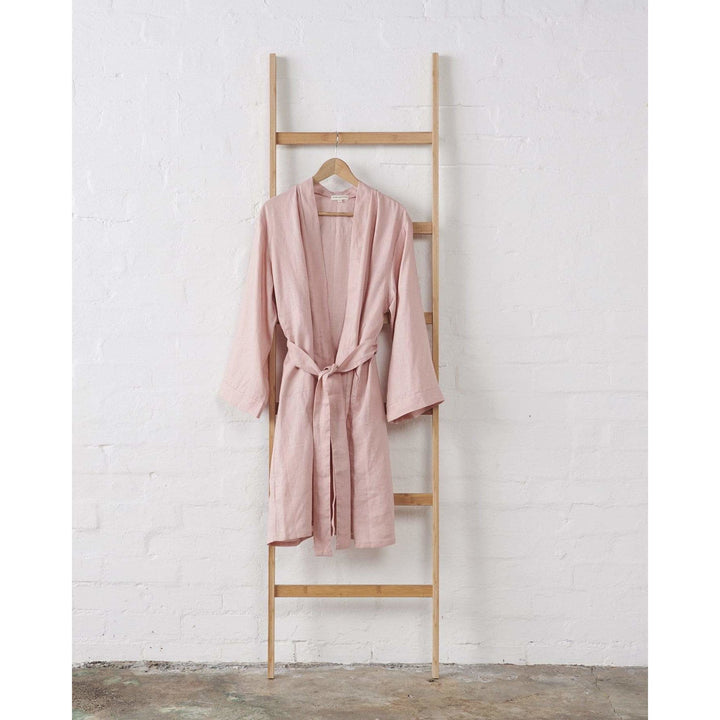 Linen Bathrobe - Pink-Jade and May-Bathrobe-Jade and May