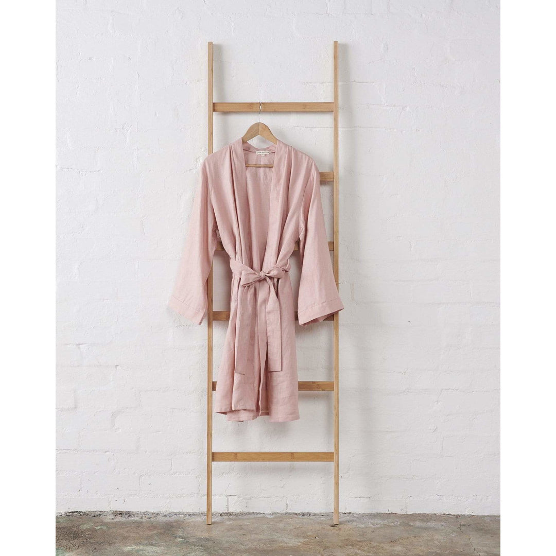 Linen Bathrobe - Pink-Jade and May-Bathrobe-Jade and May