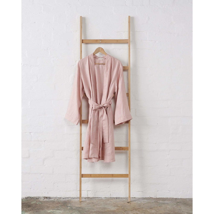 Linen Bathrobe - Pink-Jade and May-Bathrobe-Jade and May