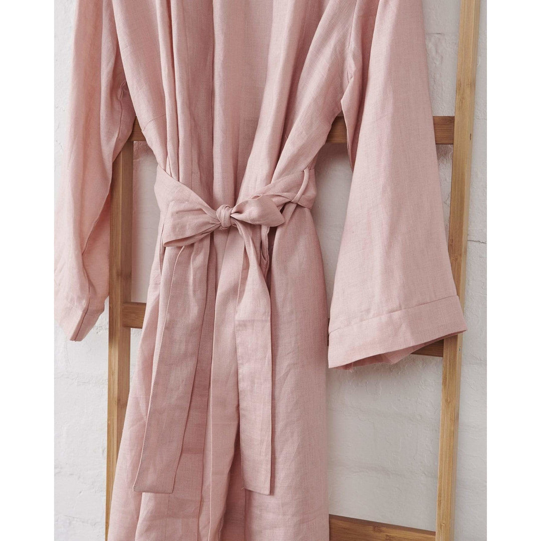 Linen Bathrobe - Pink-Jade and May-Bathrobe-Jade and May