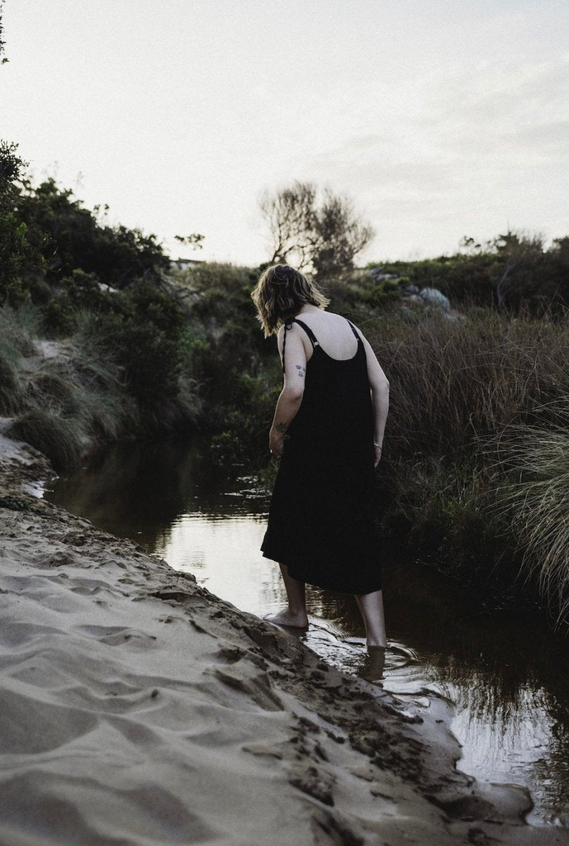 Linen Nightie - Black-Jade and May-Nightie-Jade and May