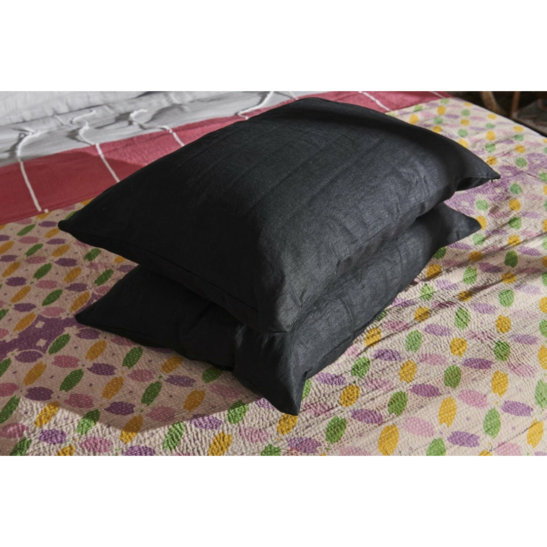 Linen Pillowcase - Black-Jade and May-Pillowcase-Jade and May