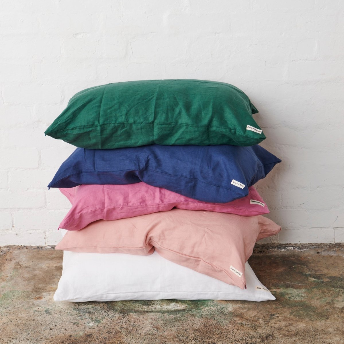 Linen Pillowcase - Emerald-Jade and May-Pillowcase-Jade and May