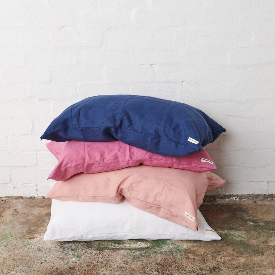 Linen Pillowcase - Navy-Jade and May-Pillowcase-Jade and May