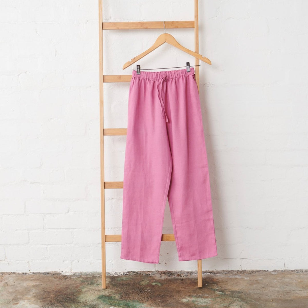 Linen Pyjama Pant - Fuchsia-Jade and May-Pajamas-Jade and May