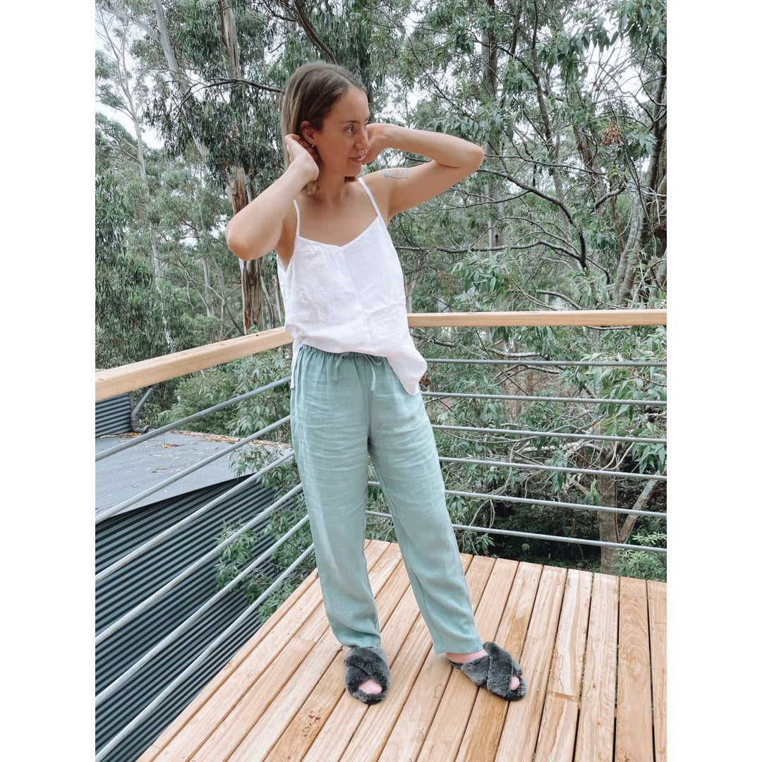 Linen Pyjama Pant - Sage Green-Jade and May-Pyjamas-Jade and May