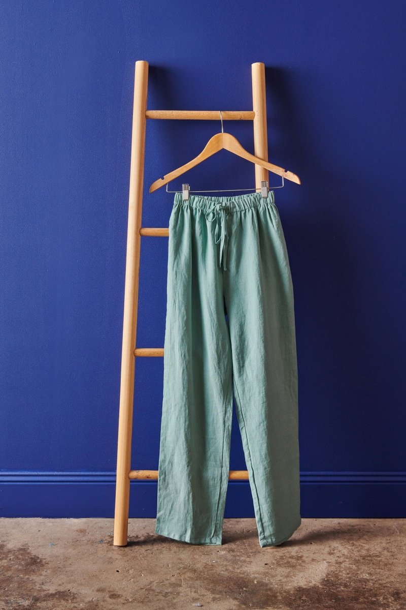 Linen Pyjama Pant - Sage Green-Jade and May-Pyjamas-Jade and May