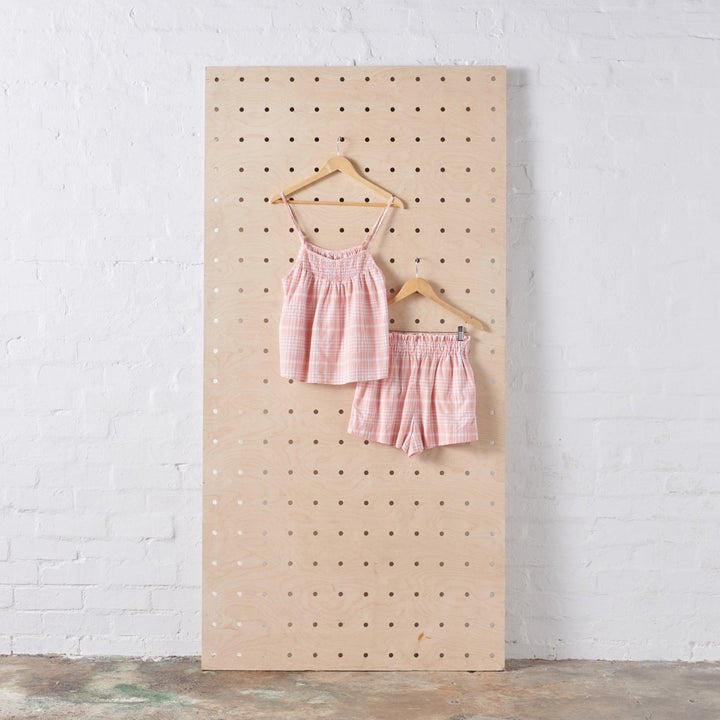 Linen Sets | Peach Tartan-Jade and May-Pyjamas-Jade and May