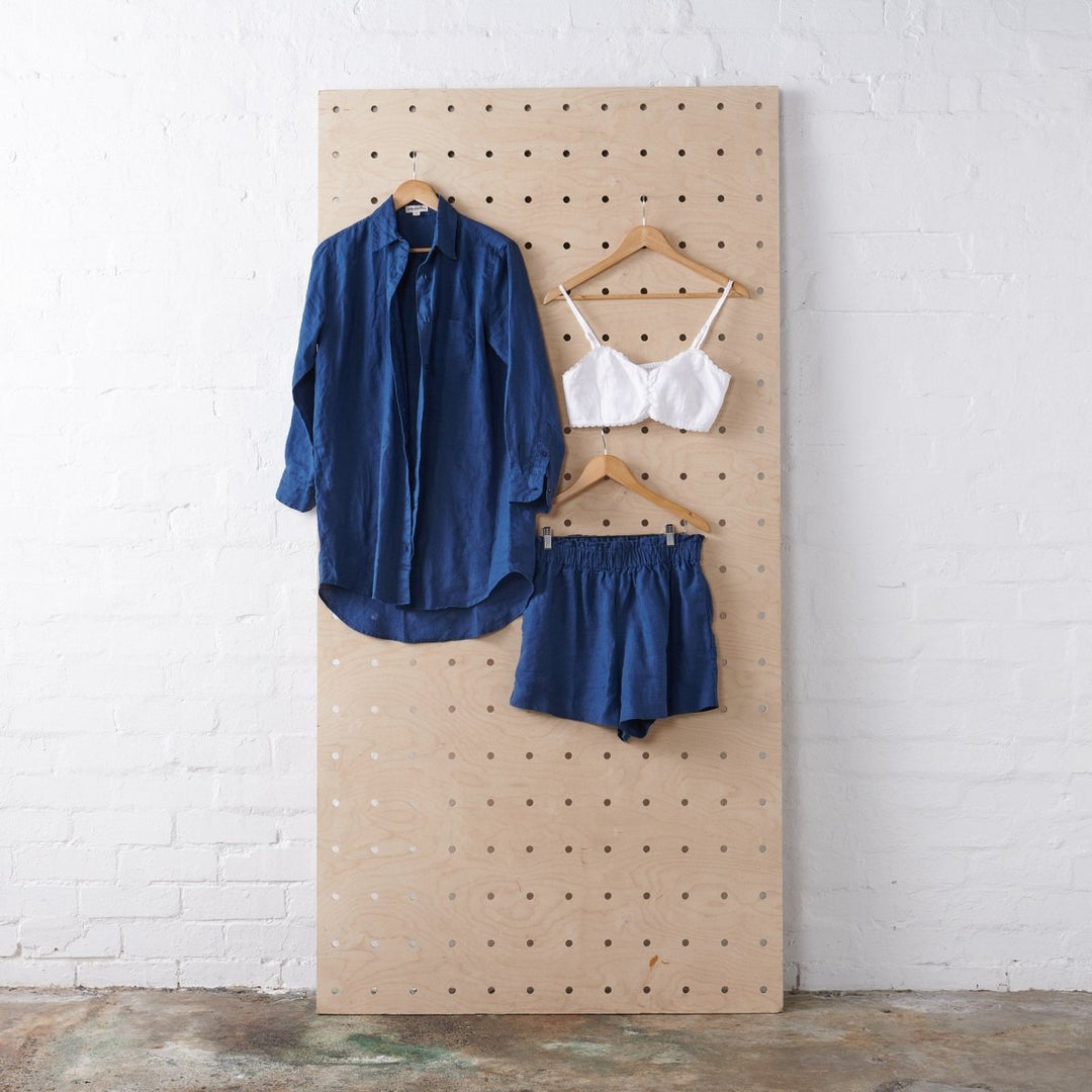 Linen Shirt, Short and Bralette Bundle - Navy-Jade and May-Bundles-Jade and May
