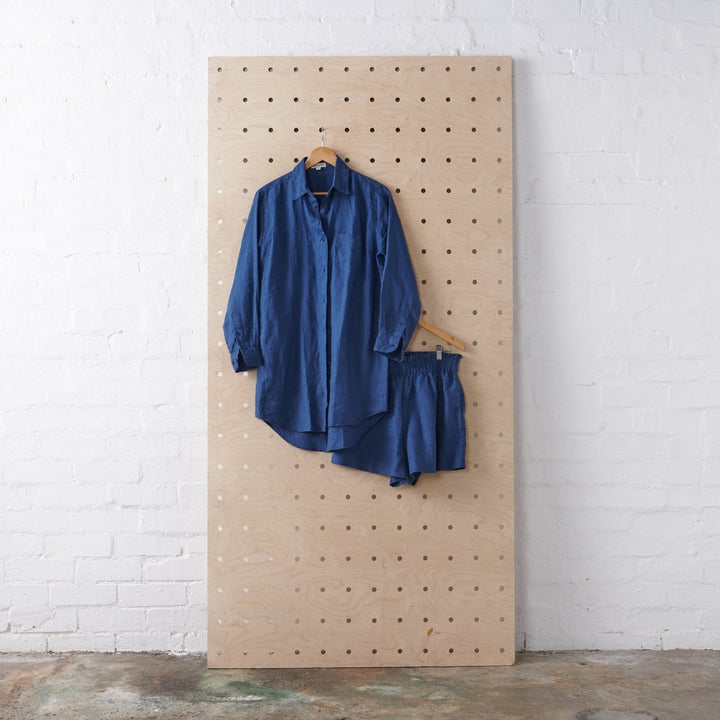 Linen Short - Navy-Jade and May-Shirt and Short Set-Jade and May