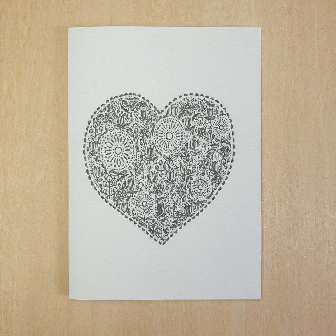 Monochrome Heart Illustrated Greeting Card | Kerrie Knuckey Art-Kerrie Knuckey Art-Art-Jade and May