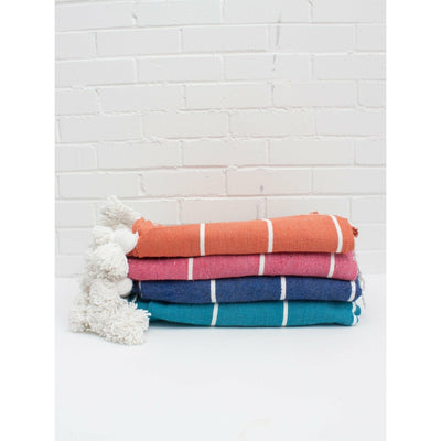 Moroccan Blanket - Hot Pink with Pom Poms-Jade and May-Blankets and Throws-Jade and May