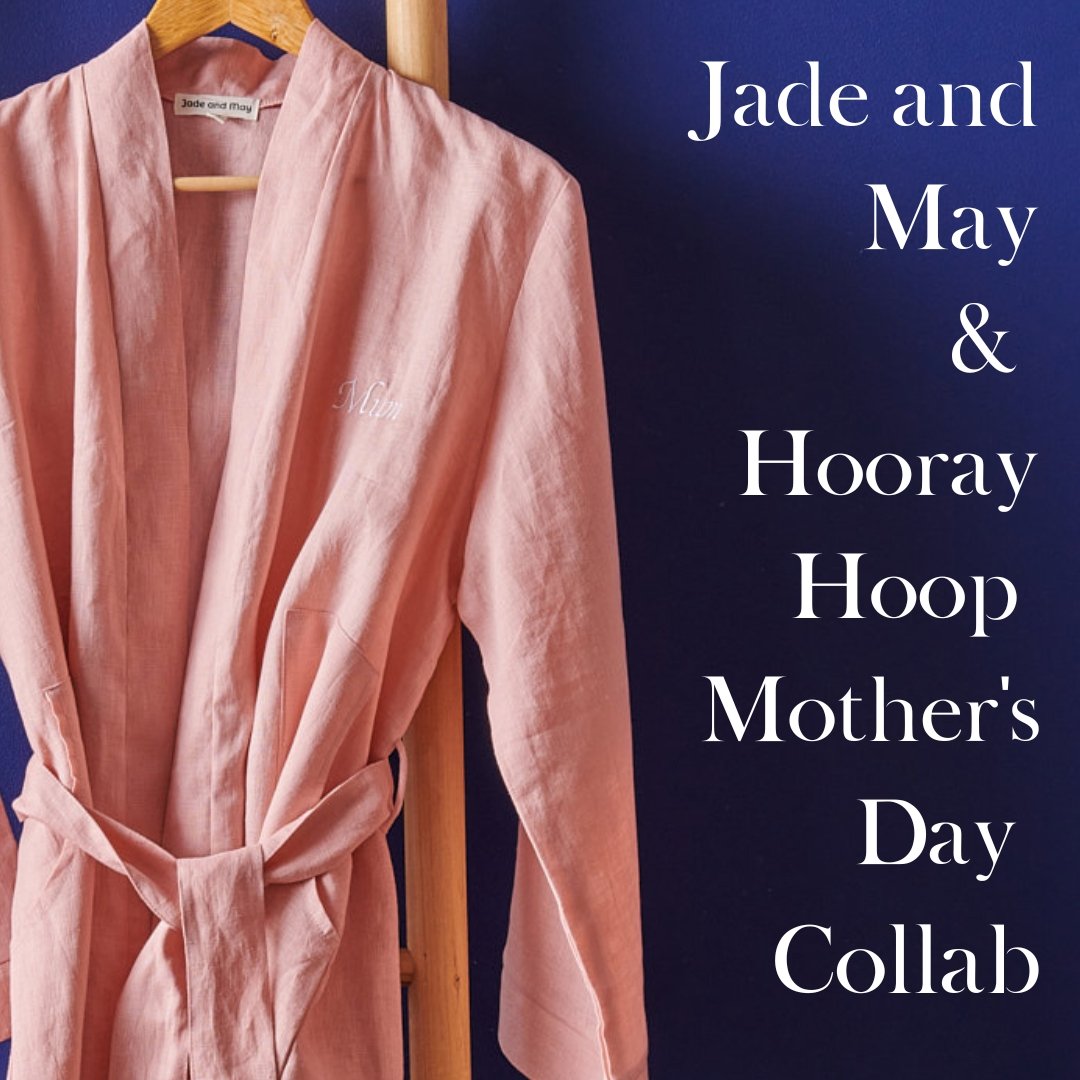 Mother's Day Embroidered Linen Bathrobe - Limited Edition-Jade and May x Hooray Hoop-Bathrobe-Jade and May
