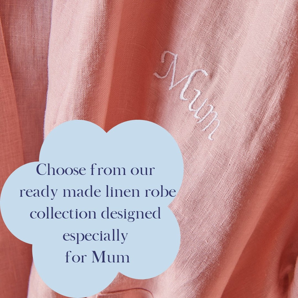 Mother's Day Embroidered Linen Bathrobe - Limited Edition-Jade and May x Hooray Hoop-Bathrobe-Jade and May