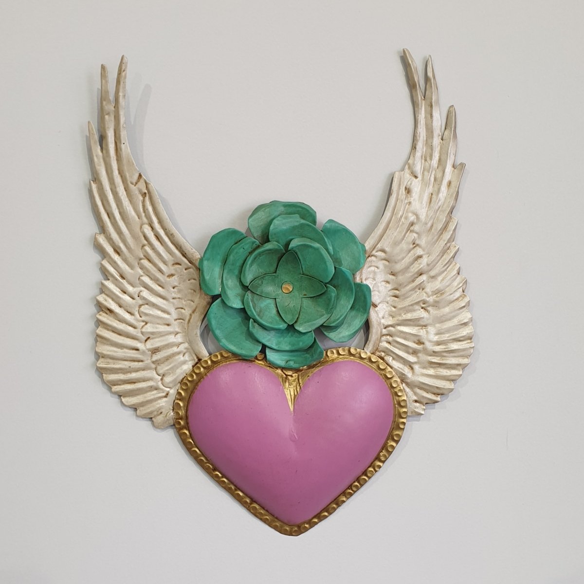 Pink Mexican Heart | Mexican Folkart-Mexican Handicrafts-For the wall-Jade and May