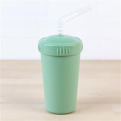 Re-Play Sippy Cup With Straw in sage. Replay Recycled Kids Tableware at Jade and May