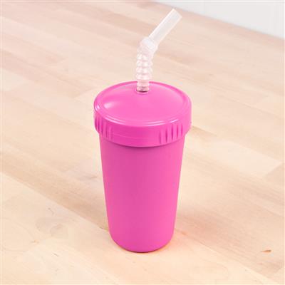 Re-Play Sippy Cup With Straw in bright pink.  Replay Recycled Kids Tableware at Jade and May