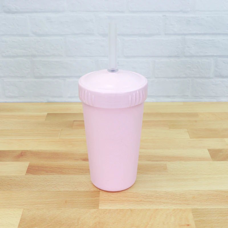 Re-Play Sippy Cup With Straw in ice pink.  Replay Recycled Kids Tableware at Jade and May