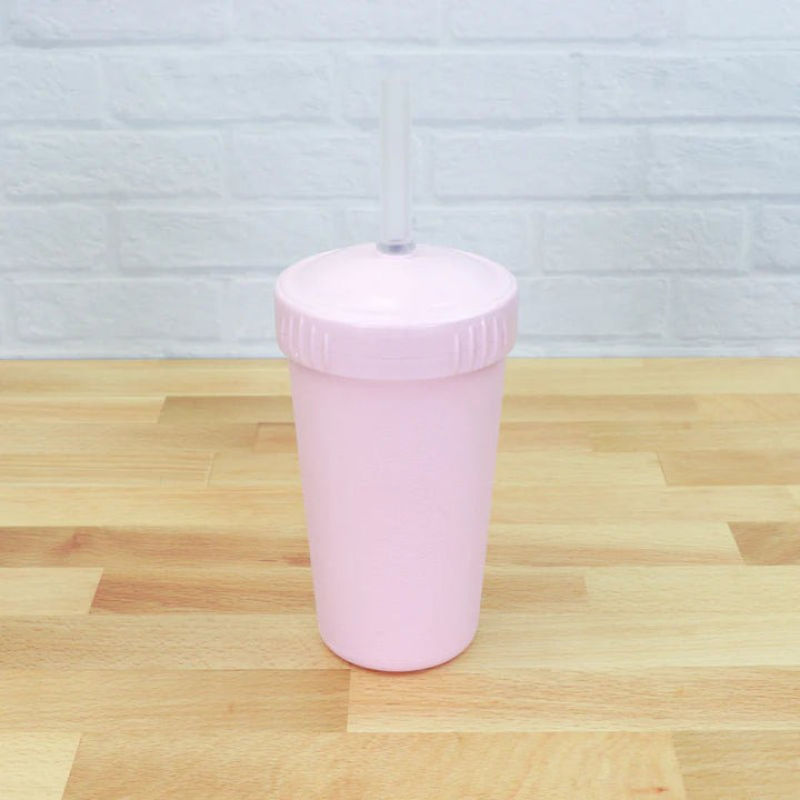 Re-Play Sippy Cup With Straw in ice pink.  Replay Recycled Kids Tableware at Jade and May