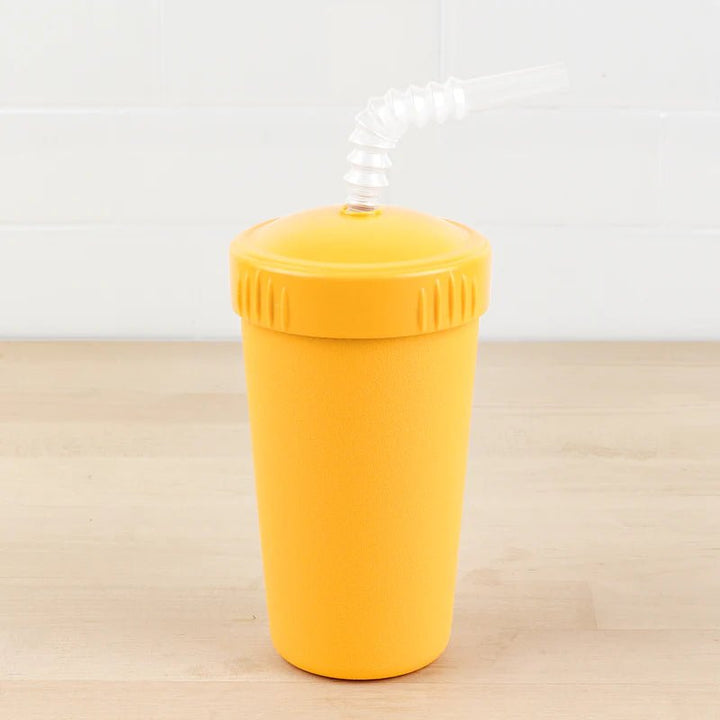 Re-Play Sippy Cup With Straw in sunny yellow.  Replay Recycled colourful kids sippy cup range at Jade and May