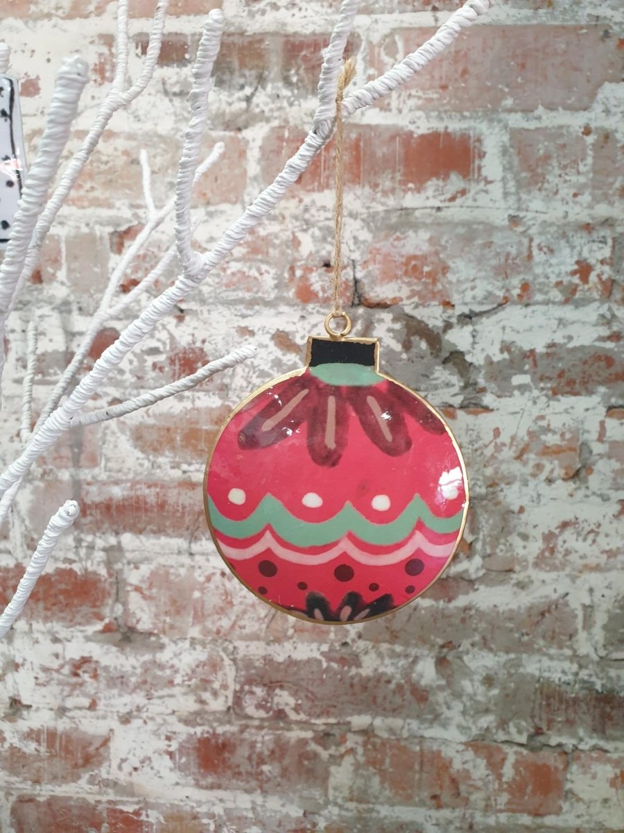 Repurposed Iron Christmas Decorations | Red Bauble-Ruby Star Traders-Christmas Decorations-Jade and May