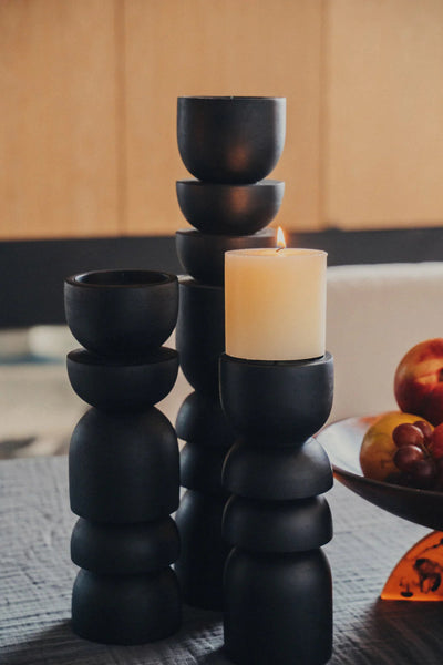 Saarde Alev Candle Holder | Japan Black-Saarde-Candle Stand-Jade and May