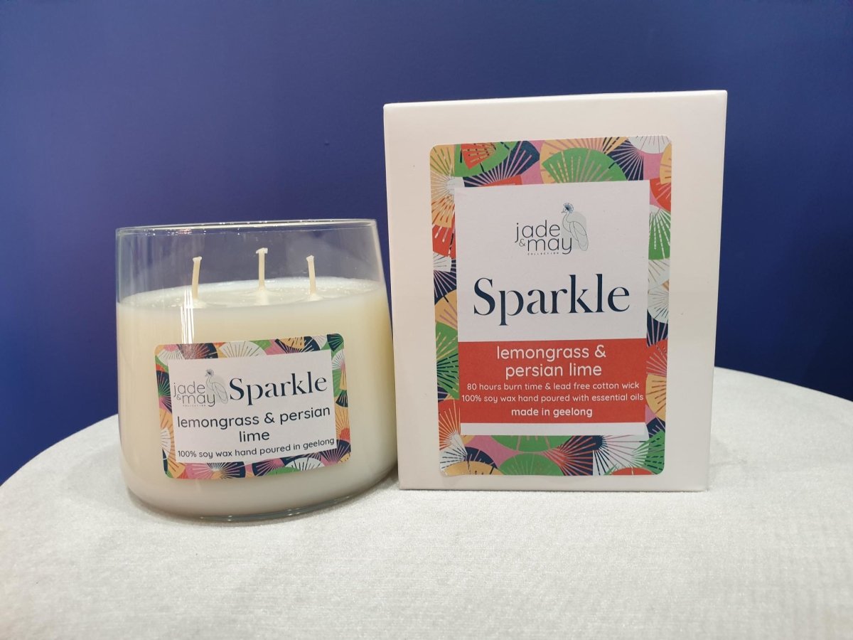 Sparkle - Lemongrass & Persian Lime Soy Candle-Jade and May-Candles-Jade and May