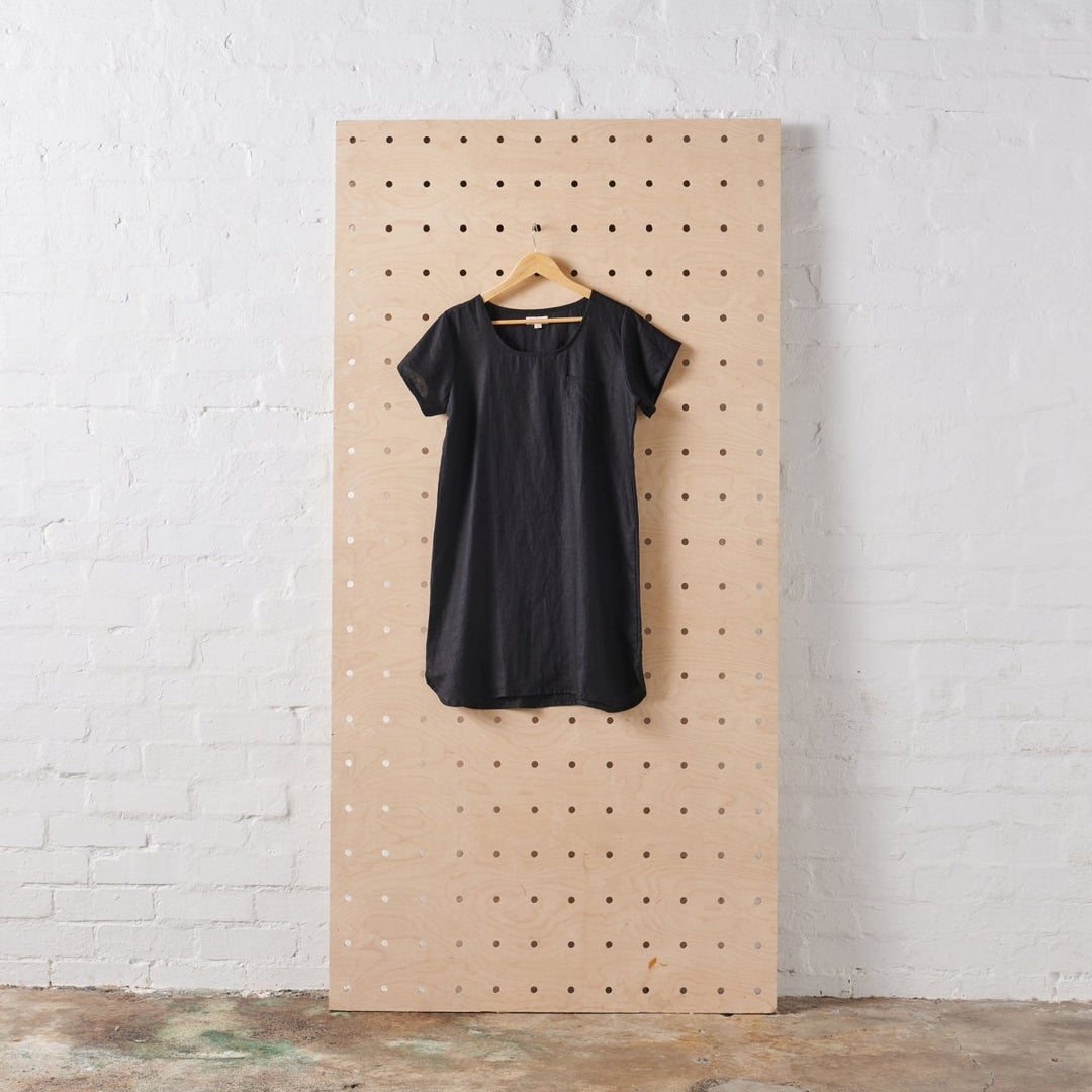 T-Shirt Nightie | Linen - Black-Jade and May-Nightie-Jade and May